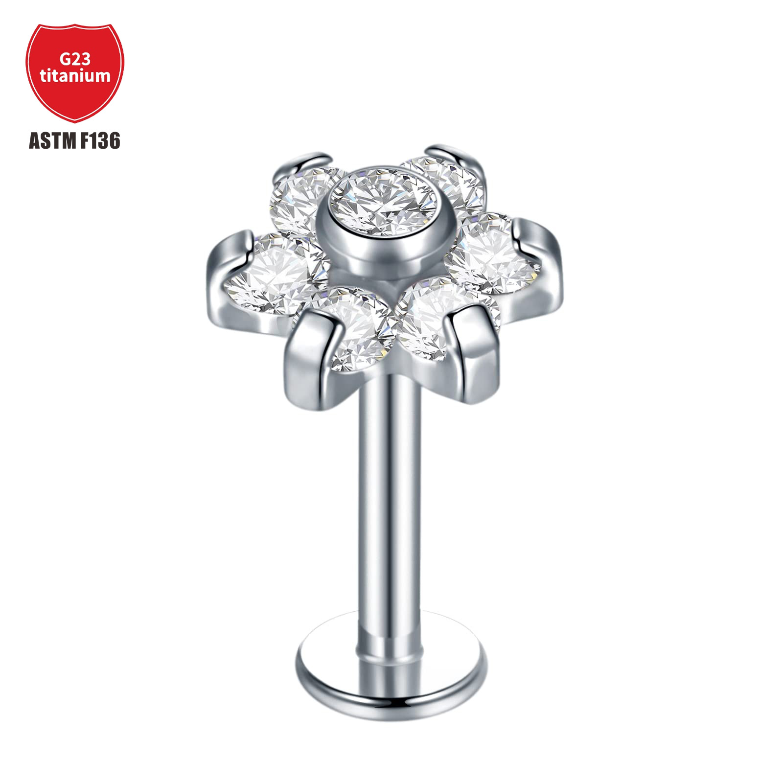 Pointed titanium steel lip stud product view