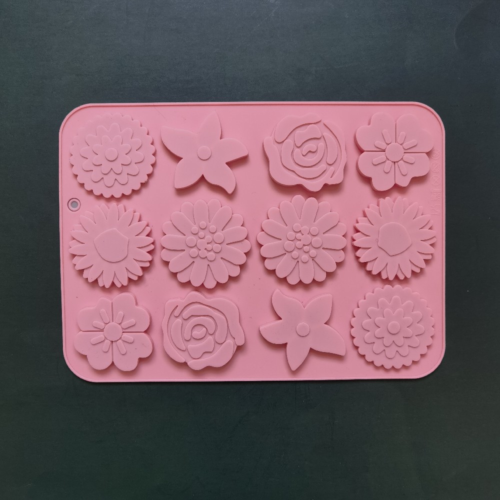 12 flores 287 molde de silicona pudín molde de postre decoración de pastel de cocina para hornear