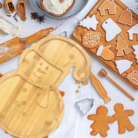 批发竹制木质熟食点心板圣诞节派对水果托盘家用木质糖果零食盘