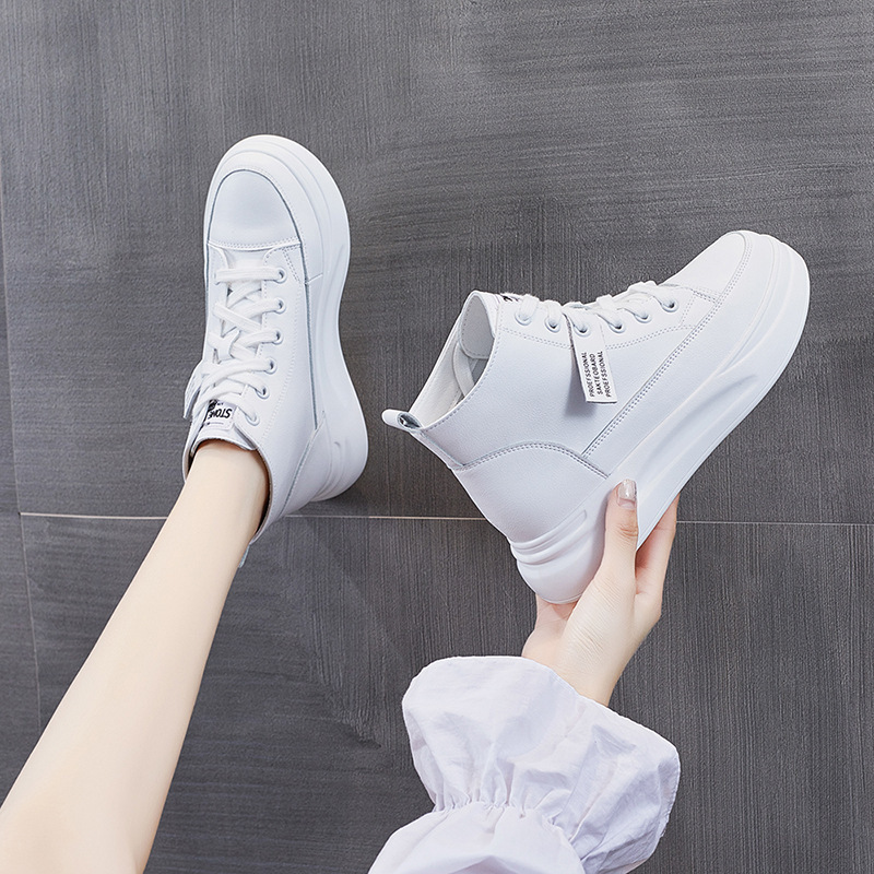 High-top new women's shoes Korean-style versatile thick-soled white shoes Sports single-lining women's casual shoes for women 2024 High-top new women's shoes Korean-style versatile thick-soled white shoes Sports single-lining women's casual shoes for women 2024
