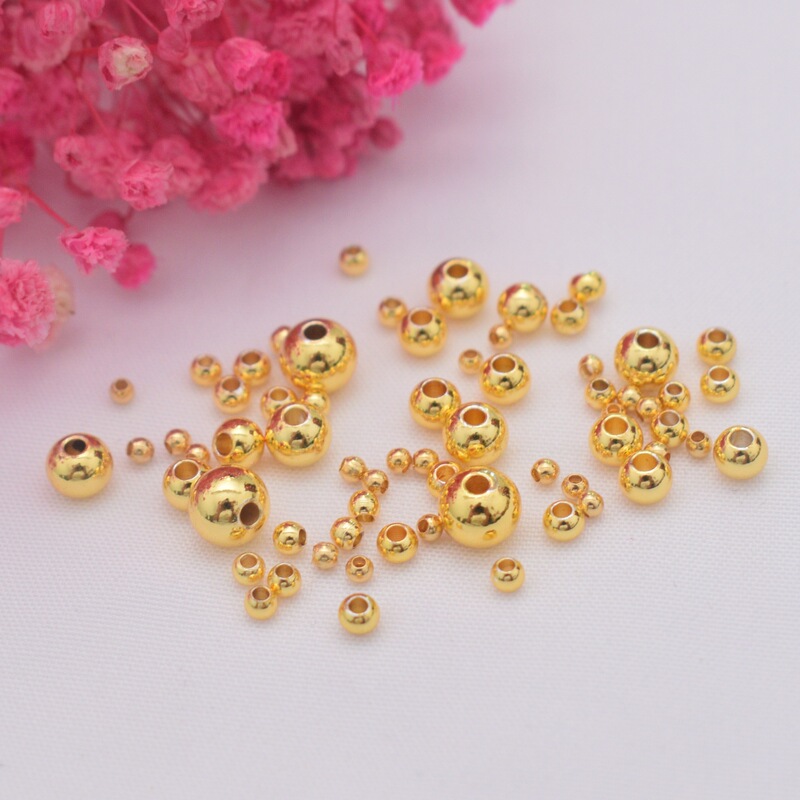 18K Gold-Filled Color-Preserving Beads Glossy Solid Separated Beads Small Gold Beads DIY Jewelry Handmade Beaded Rope Accessories Wholesale