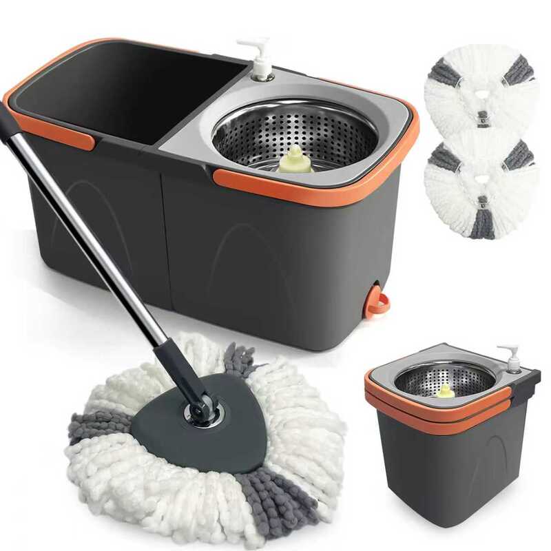 New Detachable Triangular Mop with Rotating Bucket, Foldable Mop Set with Separate Bucket