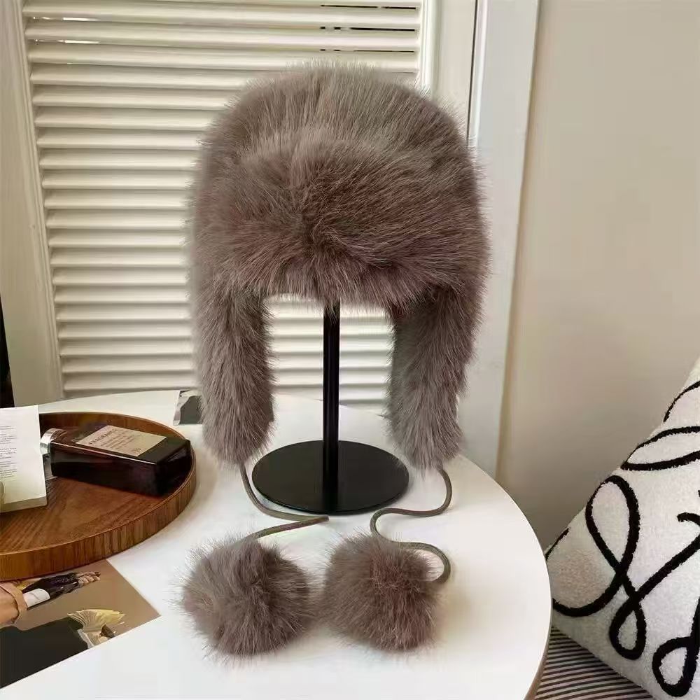La sensación de la atmósfera es más gruesa, sombrero de pelusa de visón, sombrero de invierno caliente para mujeres, sombrero de esquí de bicicleta del noreste.
