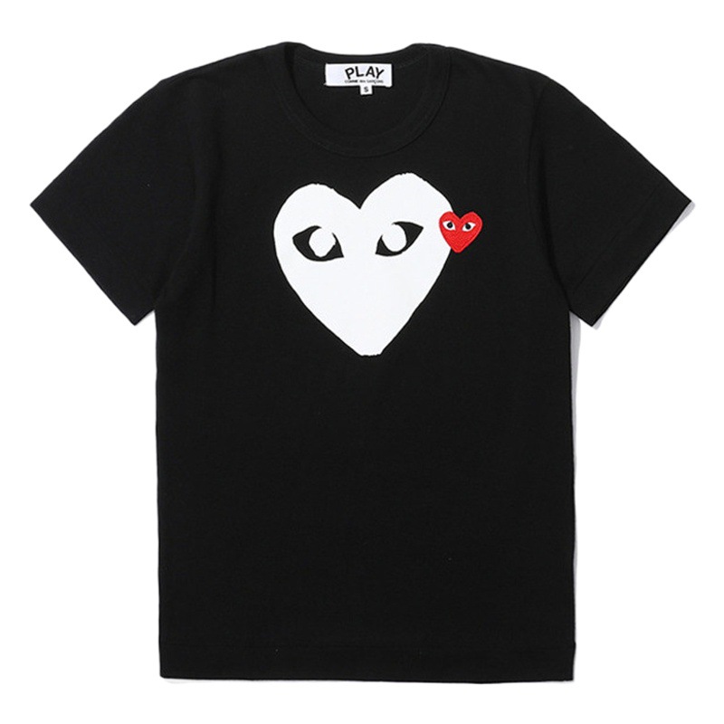 Playアルファベットcdgシンプル記号愛刺繍男女同型丸襟半袖tシャツ