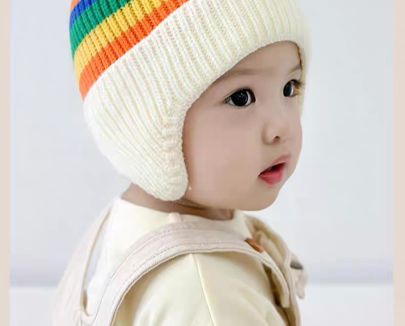 Children Unisex Cartoon Style Cute Simple Style Colorful Stripe Knitted Wool Cap display picture 3