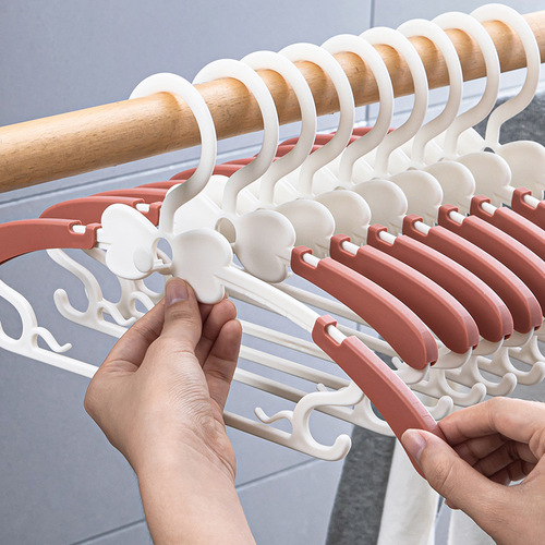 10-pack retractable children's clothes hanger baby household multi-functional traceless baby clothes support child clothes drying rack