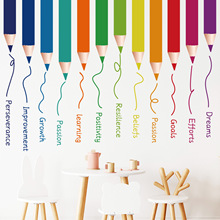 彩色铅笔箴言家居墙贴客厅书房儿童房背景装饰跨境可移除 MUP2060