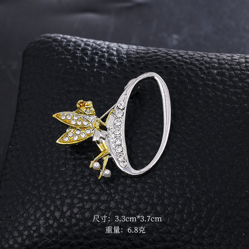 Ángel inglés carta broche moda oro diamante broche aleación ramillete accesorios de ropa PIN