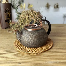 手工复古铜茶壶烧水壶紫铜锤目纹铜壶单壶电陶炉煮茶壶侧把沏茶壶