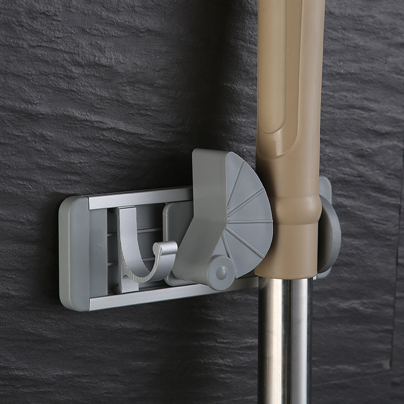 Rack mejorado espacio aluminio fregona rack escoba rack de almacenamiento rack fregona clip de cocina gancho de almacenamiento