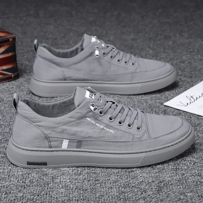 Canvas Shoes Men's 2023 New Spring Work Flat Shoes Slip-on Breathable Ice Silk Summer