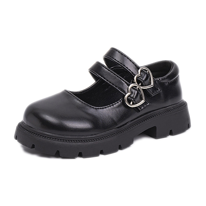 Zapatos de cuero para niñas 2025 primavera y otoño nuevos zapatos de princesa de niños británicos zapatos de espectáculo negro zapatos de moda