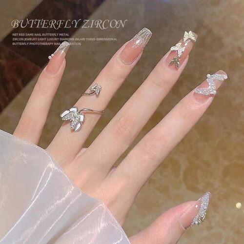 Elegant Yiyi Dance Nail Art with Handmade Artificial Nail Stickers, Popular Trendy Jelly Gel Short Nail Extensions, Wholesale