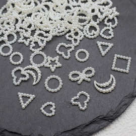 美甲珍珠饰品蝴蝶结树脂镂空爱心仿珍珠蝴蝶结圆圈指甲饰品配件批