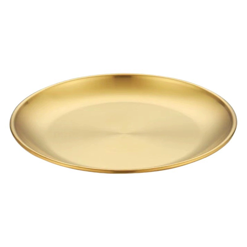 304 диск из нержавеющей стали матовая мелкая тарелка золотой поднос тарелка для барбекю в Корейском стиле Бытовая тарелка для фруктов ресторан отель