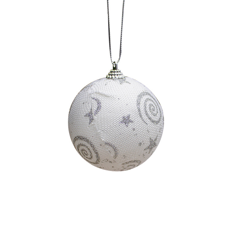 En stock Navidad colgante bola decoraciones 8m3 paquete tela impresión espuma Navidad bola fiesta suministros colgante bola