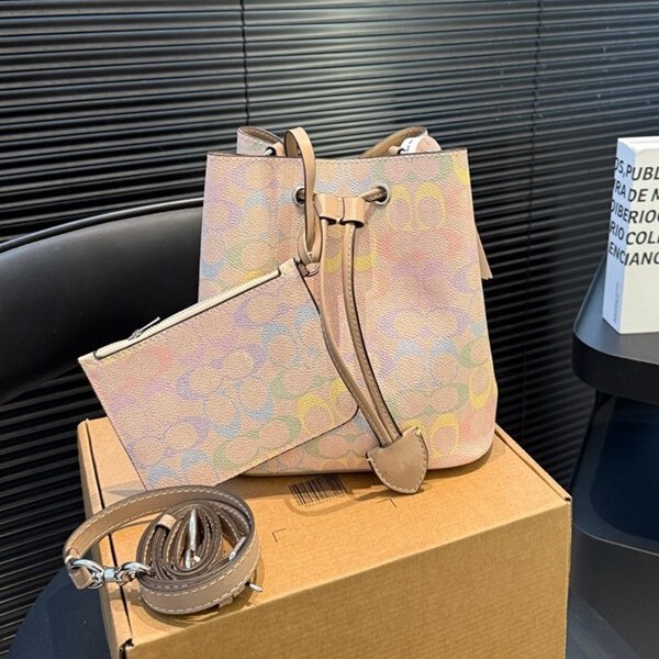 2025 New Rowan Bucket Drawstring Bucket Bag Retro Large Capacity Shoulder Underarm Bag Tote Bag