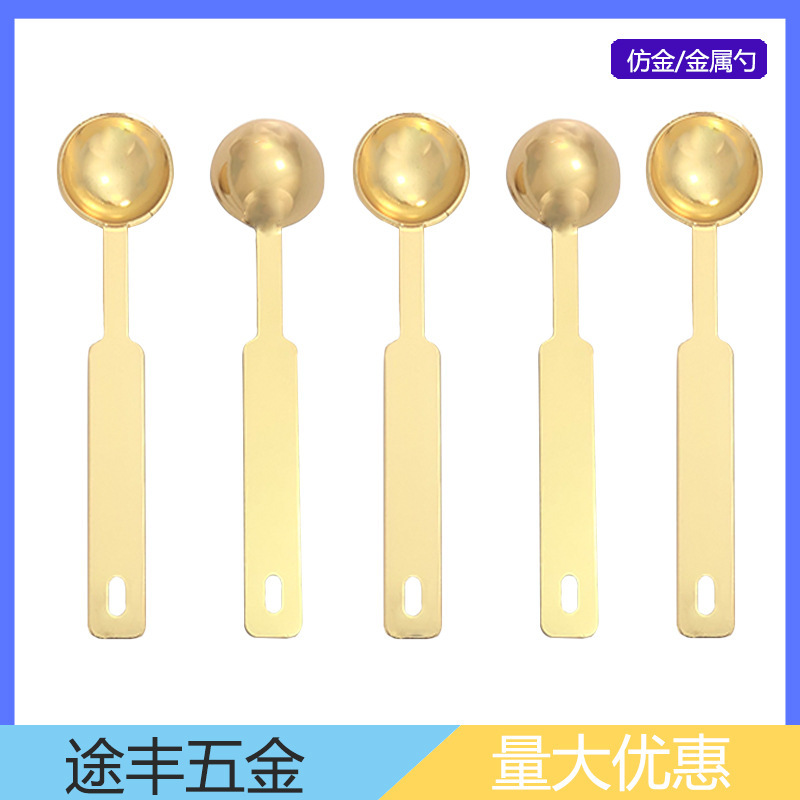 In stock fire paint heating golden spoon vintage artistic fire paint seal melt wax sealing wax metal Long Spoon large quantity discount