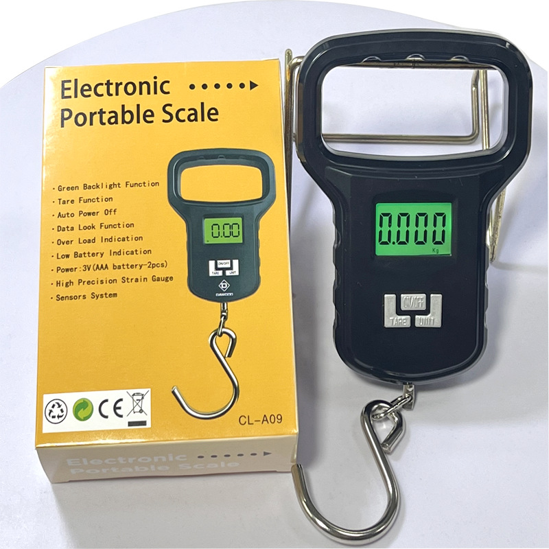 Factory Direct Supply 50kg Portable Electronic Hand Scale Fish Scale Express Delivery Handheld Electronic Scale A09 Hook Scale