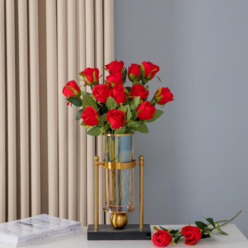 Franela de simulación transfronteriza rosa boda decoración del hogar rosa flor falsa ramo único accesorios adornos de rosas