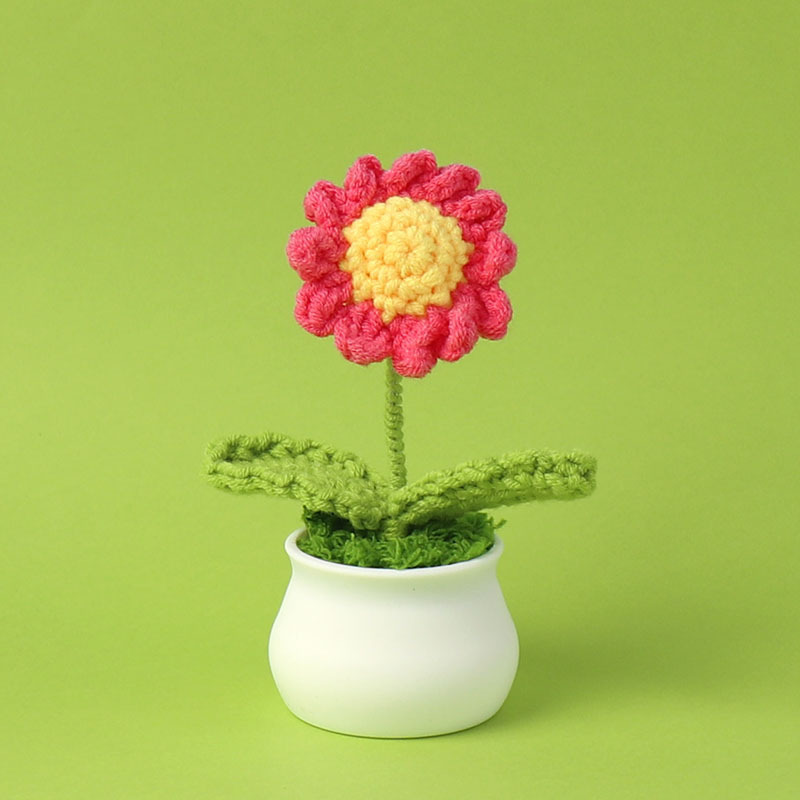 完成品クロスボーダーニットウールひまわり鉢植え造花研究デスクトップ装飾品卒業子供の日の小さなギフト|undefined