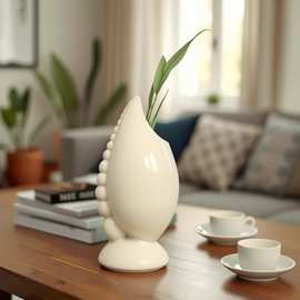 奶油风个性陶瓷花瓶插花高级感复古仿真花花器客厅桌面摆件