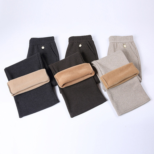New middle-aged women's pants autumn and winter plus woolen pants outside wearing winter clothes mother pants 60-year-old middle-aged and elderly clothes casual