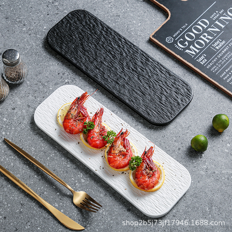 Ceramic sushi plate rectangular plate flat plate cake dessert plate…