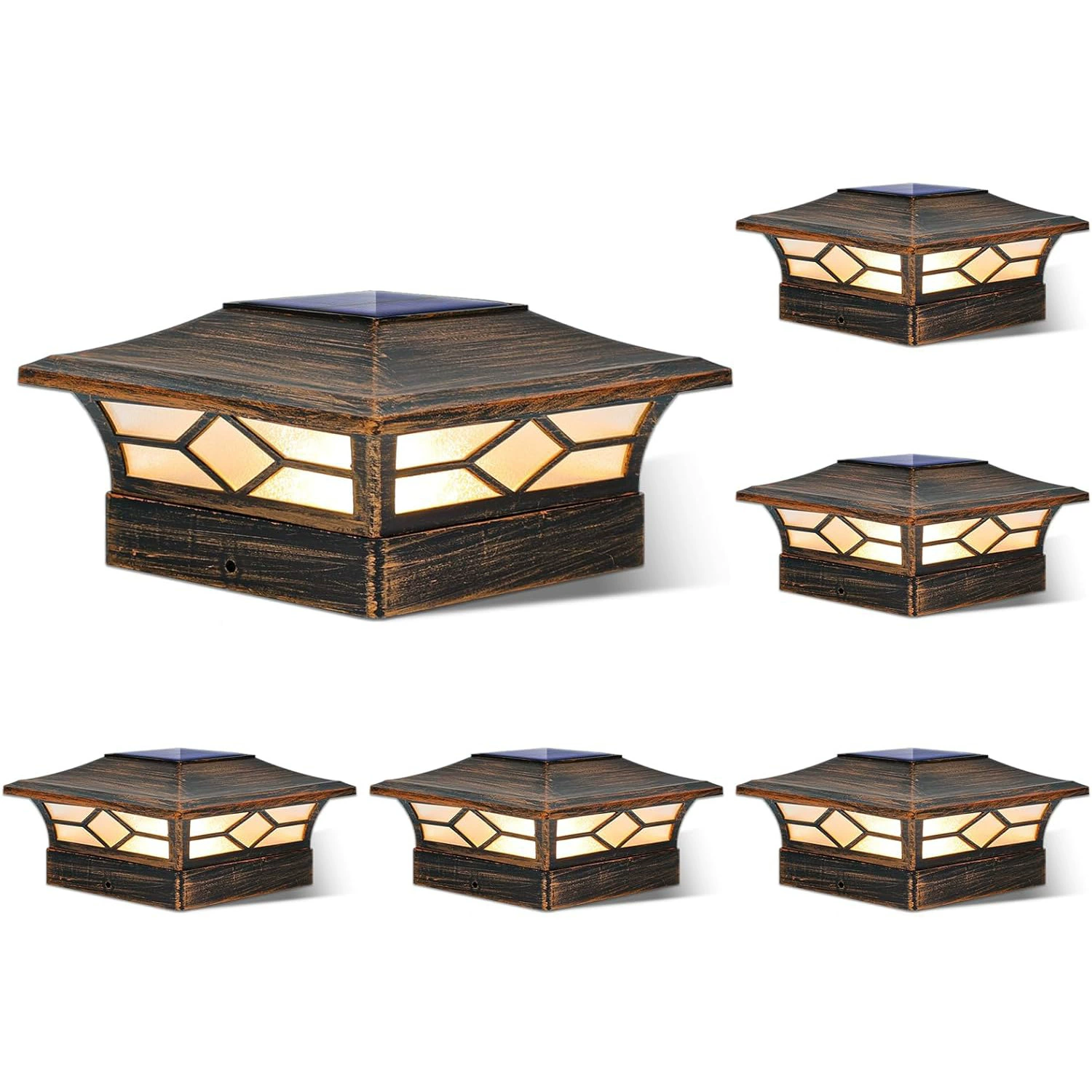 Солнечная колонна, лампа, уличная водонепроницаемая солнечная палуба, колонна для забора, светодиодный теплый свет/белый свет, 10 ламп с бусинами