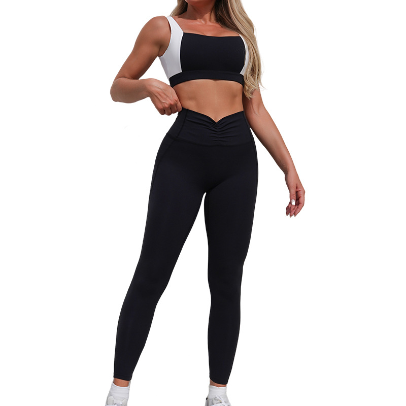 Nuevo chaleco deportivo transfronterizo de retroceso de color, mujeres, Europa y Estados Unidos, fitness, ropa de yoga, ropa apretada para mujeres.