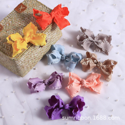 韩国荷叶边织带DIY手工蝴蝶结发饰花边服装配件 波浪双边裙边丝带|ru