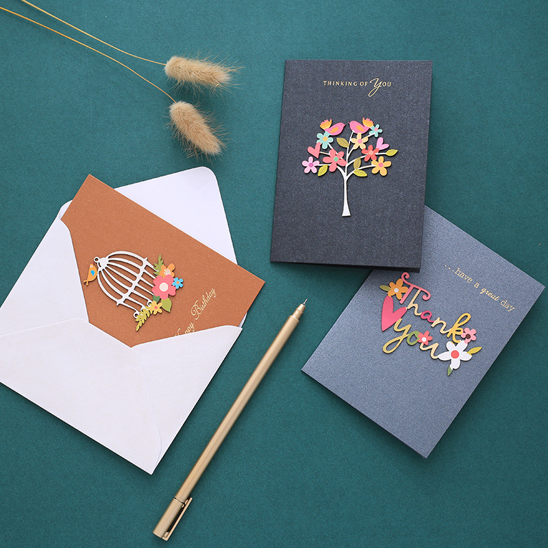 Tarjetas de felicitación tridimensionales de alto valor retrógrado 3D plegables con sobre para amigos y parejas regalos de vacaciones