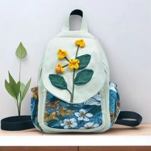 文艺风双肩包休闲百搭女包双肩包小清新多隔层轻便帆布包布艺女包