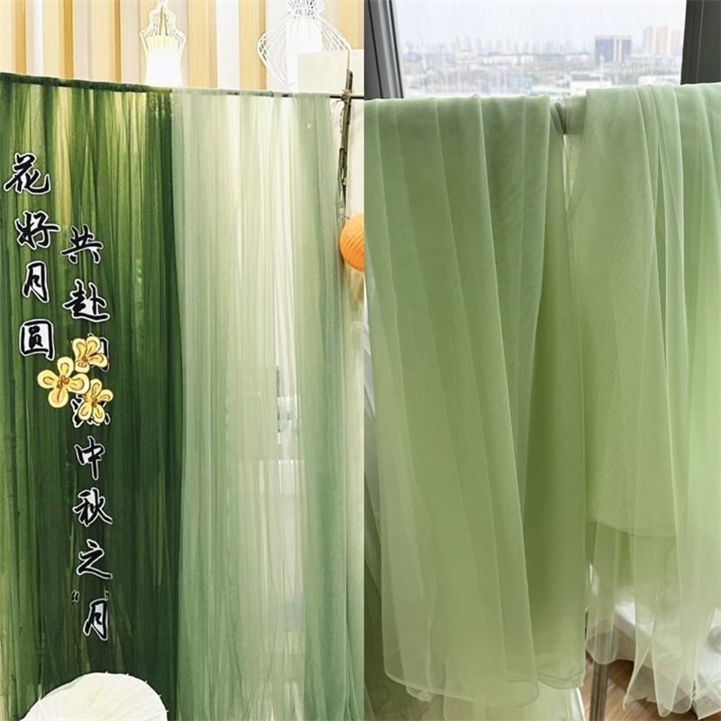东方美学绿色古风雅静布置纱幔幼儿园环创纱布料汉服柔软装饰网纱|undefined
