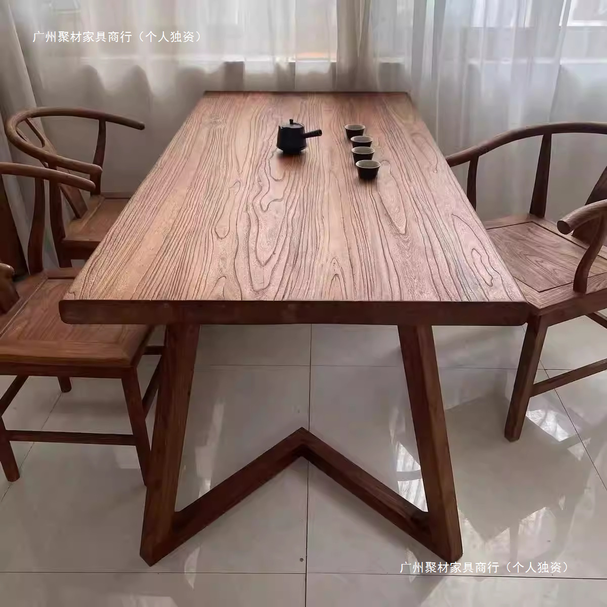 Old Elm Tea Table Solid Wood Desk Bar Table Office Desk Log Conference Table Home Dining Table Simple Computer Table