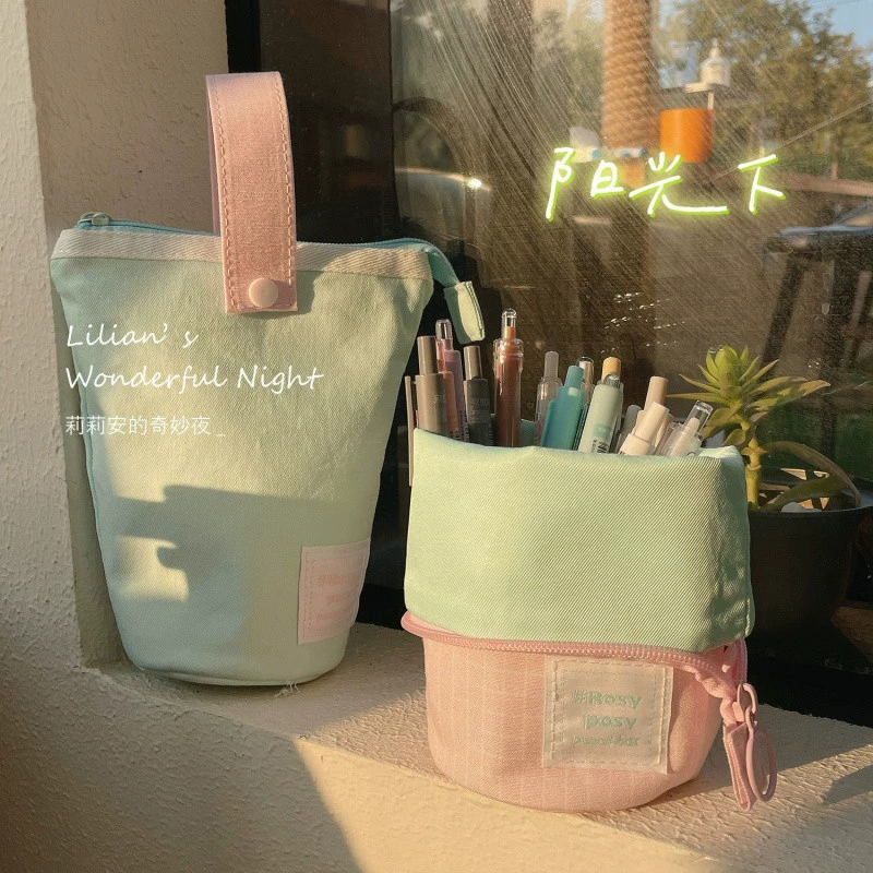 Цветная сумка для карандашей Lillian macaron, красивая универсальная сумка для хранения в корейском стиле, студенческая многофункциональная коробка для канцелярских принадлежностей большой вместимости