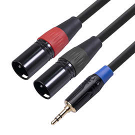 新品跨境 全铜Y型分叉3.5mm公转双6.35单声道公一分二音频连接线