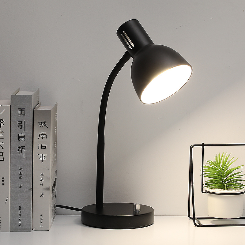 Metal desk lamp E27 screw base warm light rotating switch high brightness office desk lamp Nordic hotel decorative lamp