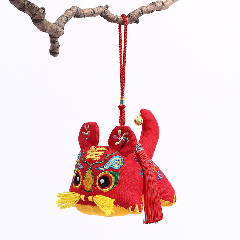 Chinese-Style Coarse Cloth Embroidered Tiger Mascot Folk Zipper Doll Fabric Toy Annual Meeting Gift
