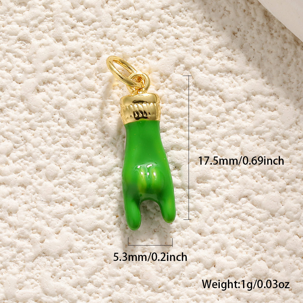 3g Weight Pendant Jewelry Making Type No Chain Chain Material 1 Piece Quantity Daily Occasion Copper Material Hand, Gesture, Antlers Pattern All Seasons Season Unisex Gender Polished Finish Enamel, Plating Design Cute, Vintage Style Style 1 Piece Copper Hand Gesture Antlers Polished Pendant 14