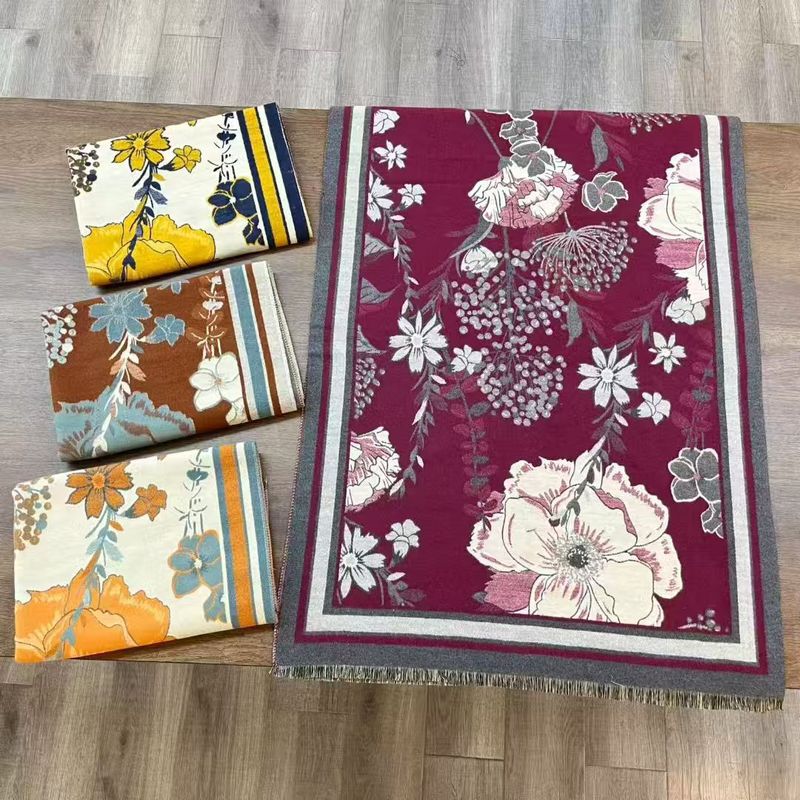 她信跨境秋冬植物印花佩斯纹利花朵图案ins风设计感围巾scarves|undefined