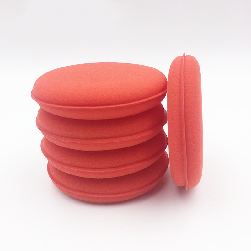 批发3寸压边打蜡海绵 红色加厚专业超细款打蜡海绵 压边掌心海绵