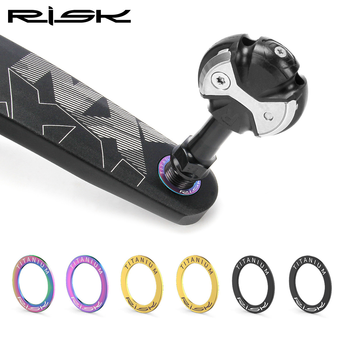 RISK Titanium Alloy Pedal Gasket Mountain Highway Folding Bicycle Lock Pedal Washer Coil Crank Protection Gasket Ring