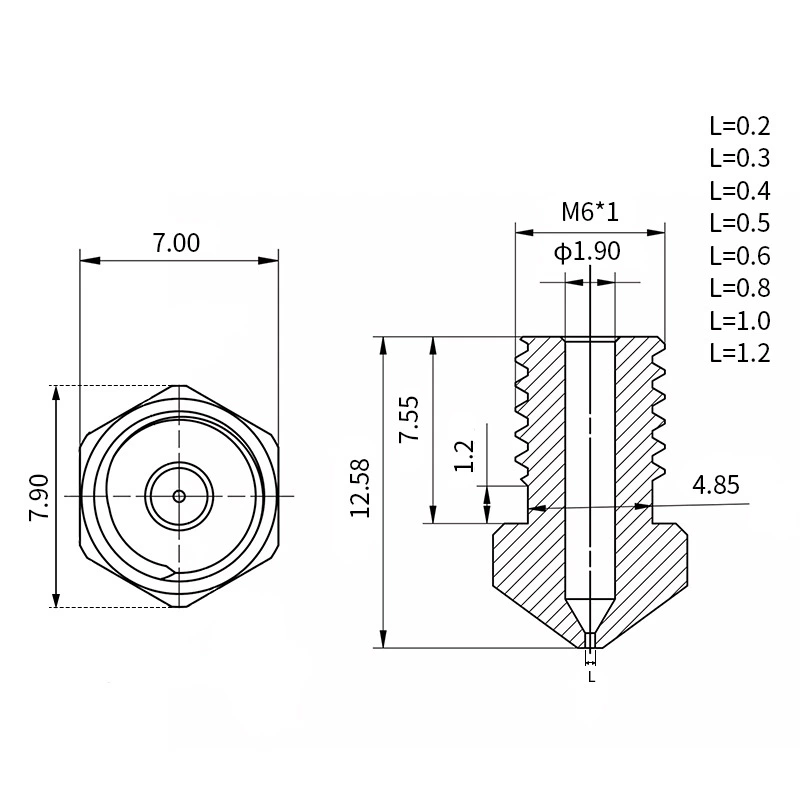 Copper quality printer, 3D printing, E3, 6, 1.75mm