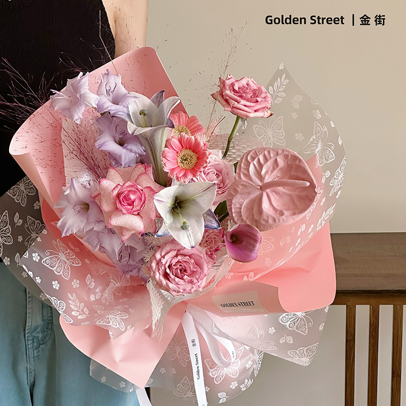 圣诞蝶之恋诺莎纸防水纸加厚雾面纸鲜花包装纸花艺花束包装材料