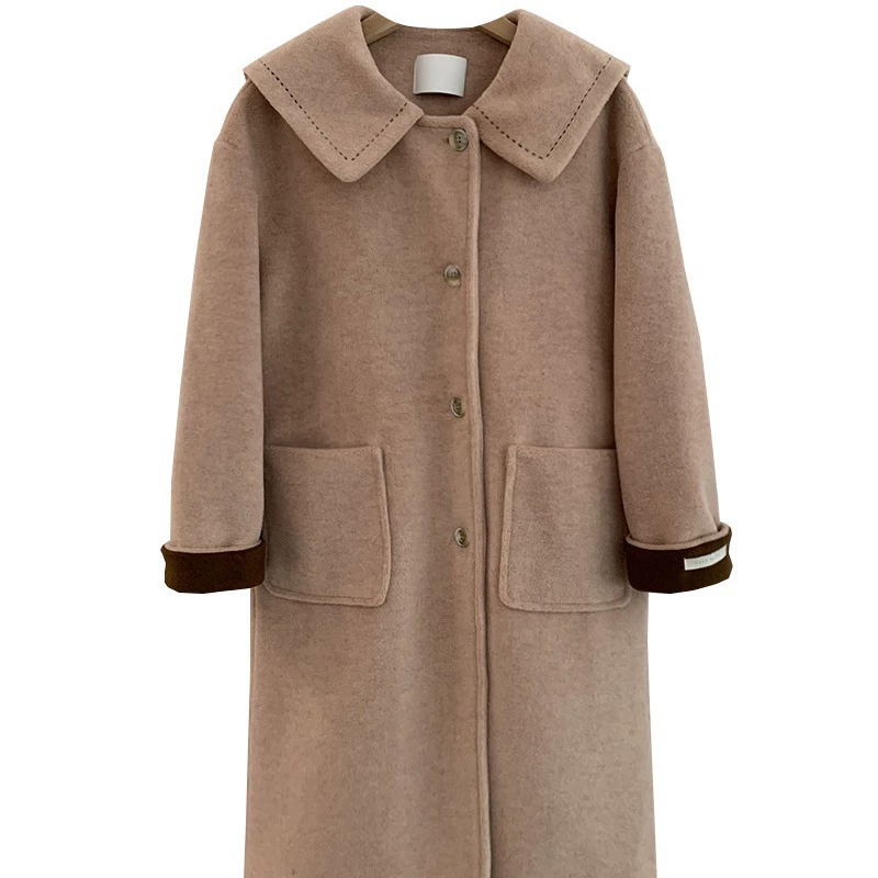 Quilted demi-season woolen coat, jacket, long-sleeve