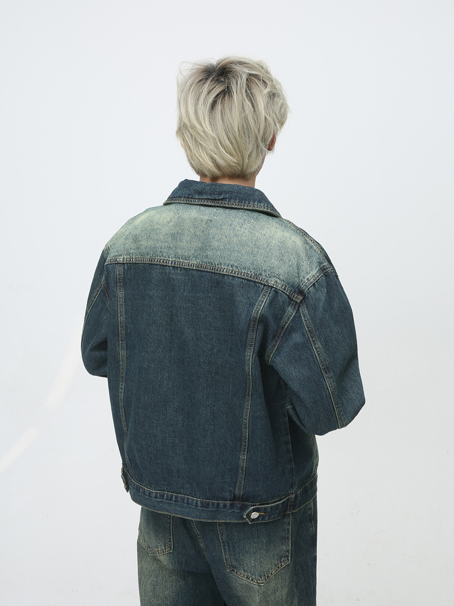 Mtlclothes ropa de Hombre | 2023 nuevo vintage apenado Denim coat moda jeans rectos traje