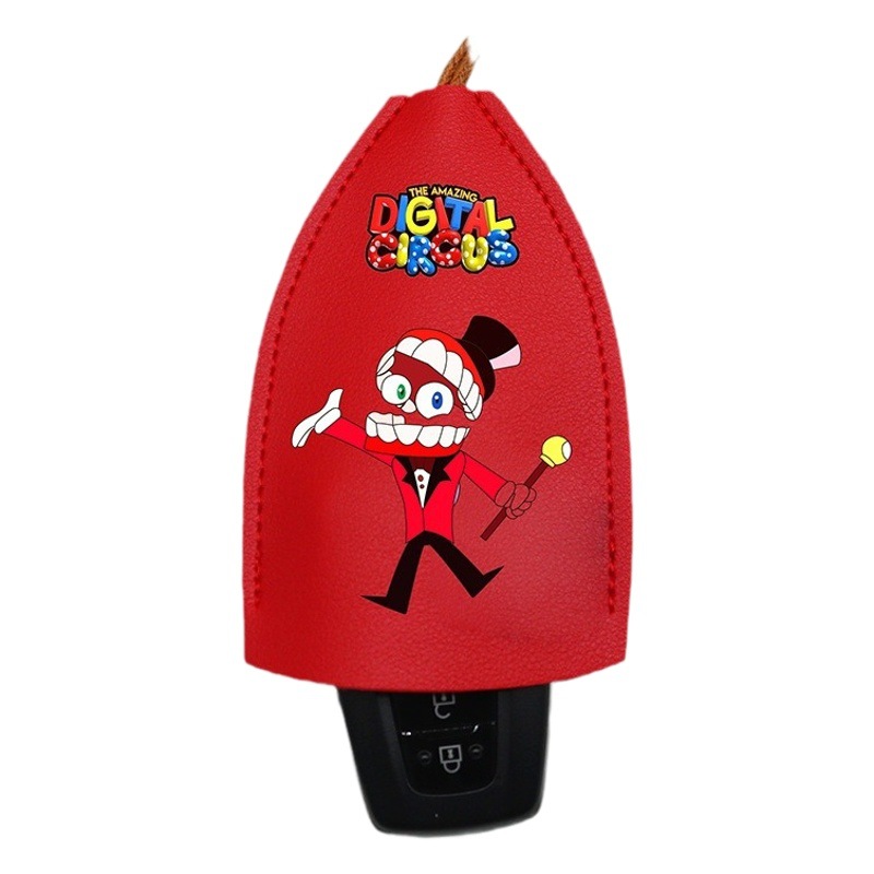 Key case pull-out cartoon digital circus electric car leather case key case women's fashion key case