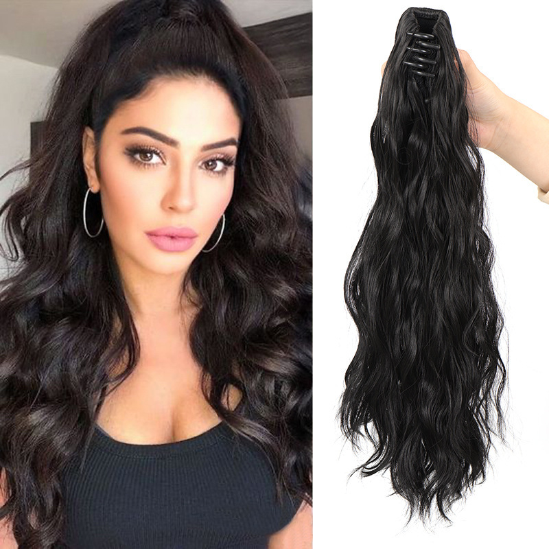 Synthetic ponytail small clip water ripple high ponytail corn beard curly hair natural fluffy wig braid 40CM Synthetic ponytail small clip water ripple high ponytail corn beard curly hair natural fluffy wig braid 40CM