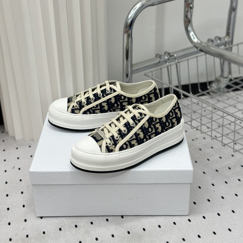 莆田D's Walk'n 刺繍厚底キャンバスシューズ レディース 老眼レター ハイライズスニーカー レースアップ ローカット カジュアル スポーツ|undefined